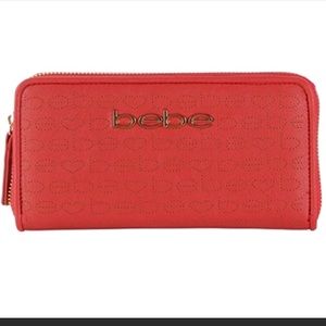 BEBE Sherine Red Zip-around Wallet